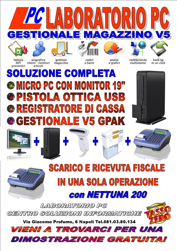 napoli programma fatturazione magazzino registratore di cassa 